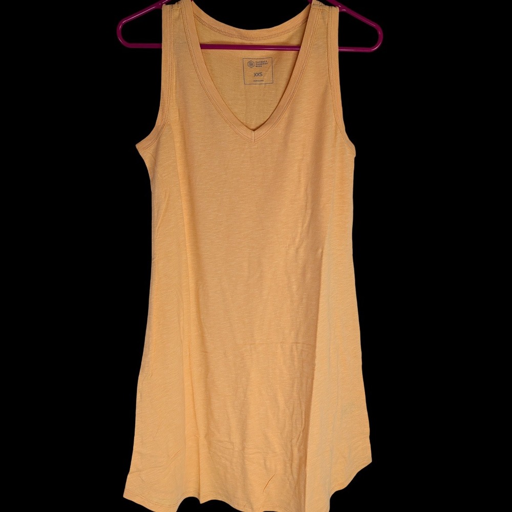 Candace Cameron Bure Tank Dress Womens XXS Orange Cantaloupe Cotton Linen A-Line